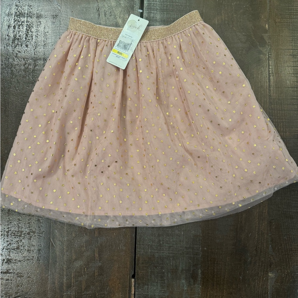 NWT Peek girls sparkly peach skirt lined tulle 8